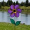 In the Breeze 19 Inch Purple Sunflower Wind Spinner with Leaves - Includes Ground Stake - Colorful Flower for your Yard and Garden